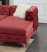 GFD Home - Gorgeous Living Room U-Sectional Burgundy Velvet Tufted Cushion Couch LAF And RAF Chaise Armless Loveseat - GreatFurnitureDeal