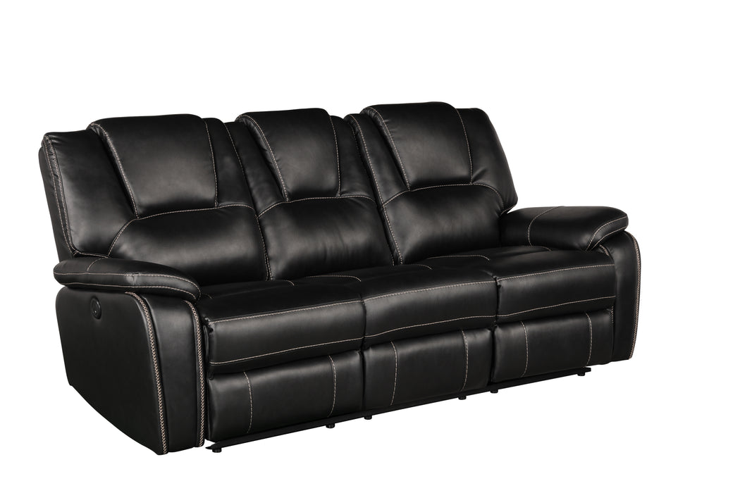 GFD Home - Hong Kong 2 Piece Power Reclining Sofa Set made with Faux Leather in Black - GreatFurnitureDeal