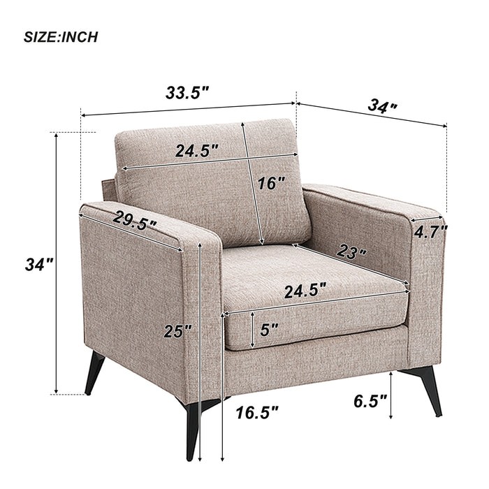 GFD Home -[VIDEO provided] [New]Modern 3-Piece Sofa Sets with Sturdy Metal Legs,Chenille Upholstered Couches Sets Including 3-Seat Sofa, Loveseat and Single Chair for Living Room Furniture Set (1+2+3 Seat) - GreatFurnitureDeal