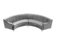 GFD Home - Grey Velvet Curved Sofa - GreatFurnitureDeal