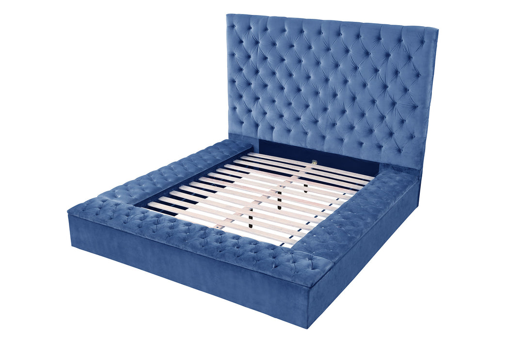 GFD Home - Nora Full Size Tufted Upholstery Storage Bed made with Wood in Blue - GreatFurnitureDeal