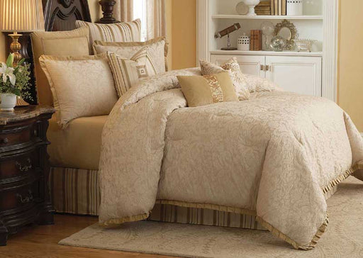 AICO Furniture - Carlton 9 Piece Queen Comforter Set - Ivory - BCS-QS09-CARLTON-IVY - GreatFurnitureDeal