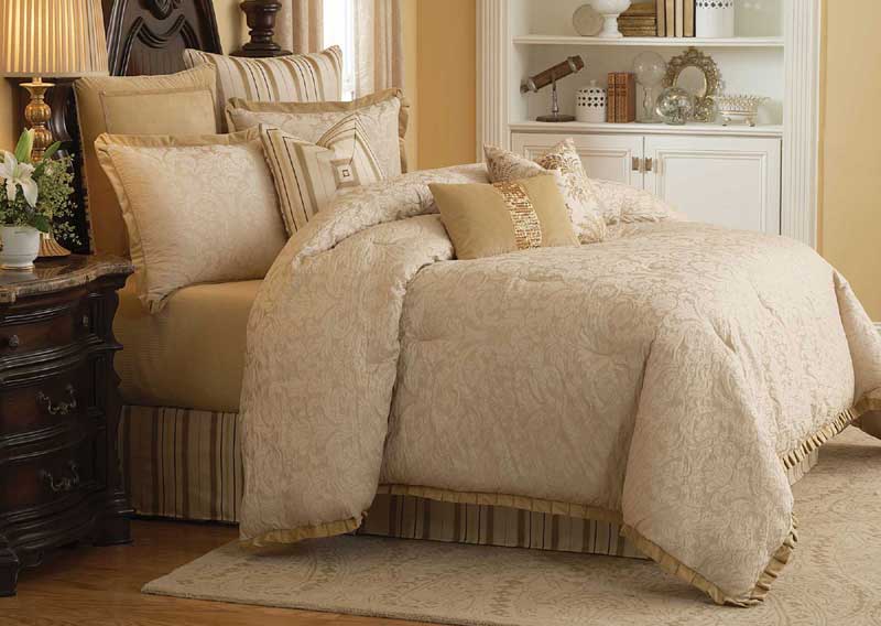 AICO Furniture - Carlton 9 Piece Queen Comforter Set - Ivory - BCS-QS09-CARLTON-IVY