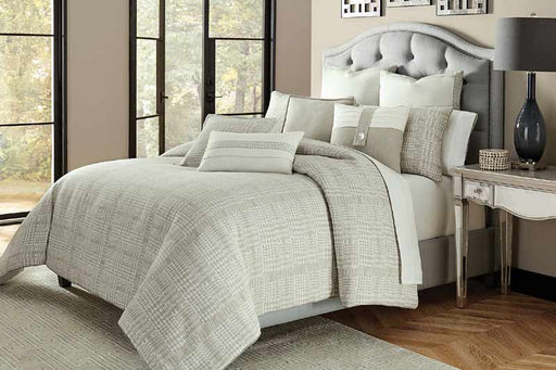 AICO Furniture - Julianna 10 Piece King Comforter Set - Gray - BCS-KS10-JULNA-GRY - GreatFurnitureDeal