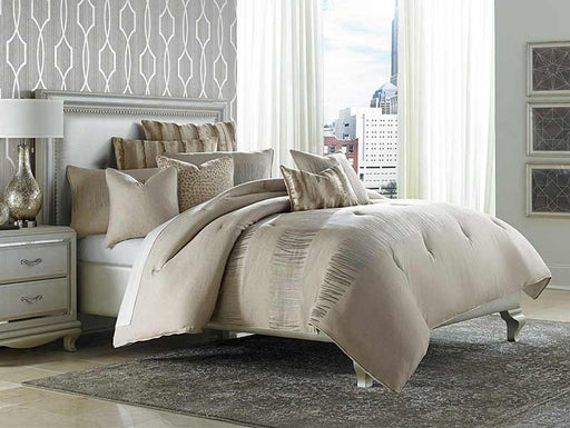 AICO Furniture - Captiva 10 Piece King Comforter Set - Neural - BCS-KS10-CAPVA-NUTR - GreatFurnitureDeal