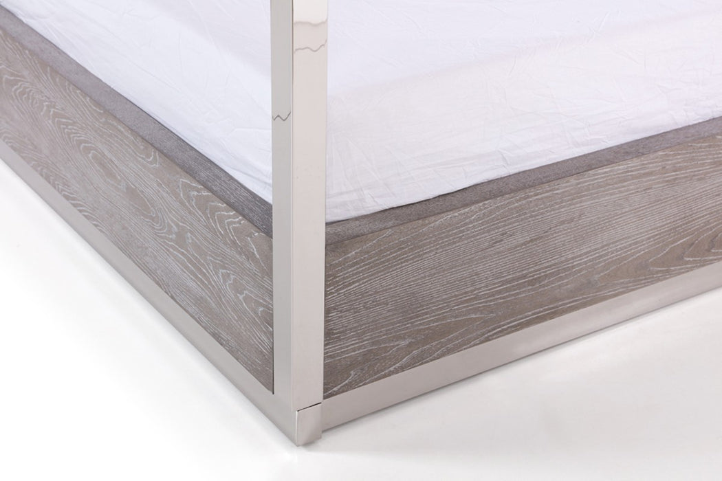 VIG Furniture - Modrest Arlene Modern Grey Elm & Stainless Steel Canopy Queen Bed - VGVCBD008A