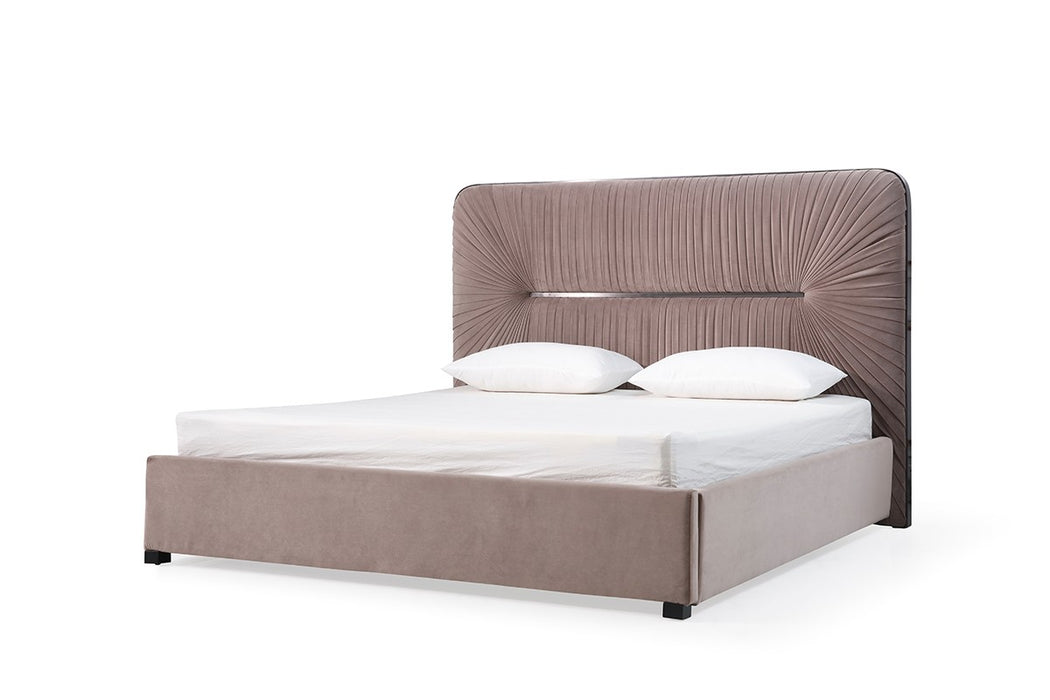 VIG Furniture - Modrest Duke Modern Grey Velvet & Black Gun Chrome Bed - VGVCBD1903-GRY