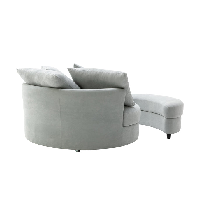 GFD Home - Orisfur. 360° Swivel Accent Barrel Chair with Storage Ottoman & 4 Pillows, Modern Linen Leisure Chair Round Accent for Living Room - GreatFurnitureDeal