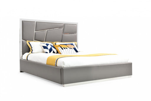 VIG Furniture - Modrest Chrysler Modern Grey Bonded Leather Bed - VGVCBD8978-GRY - GreatFurnitureDeal