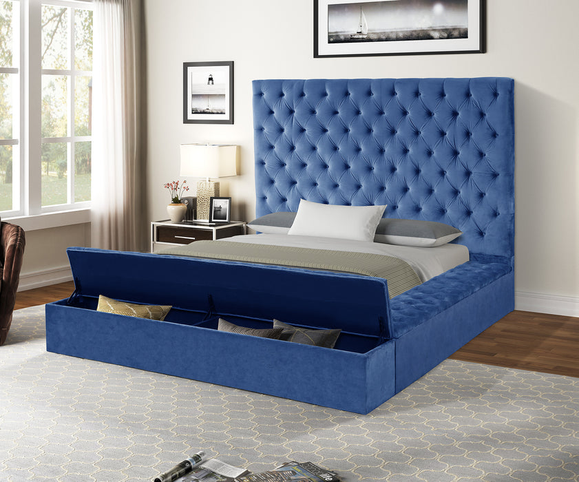 GFD Home - Nora Full Size Tufted Upholstery Storage Bed made with Wood in Blue - GreatFurnitureDeal