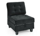 GFD Home - L shape Modular Sectional Sofa，DIY Combination，includes Three Single Chair ，Two Corner and Two Ottoman，Black Velvet. - GreatFurnitureDeal