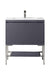 James Martin Furniture - Milan 31.5" Single Vanity Cabinet, Modern Grey Glossy, Brushed Nickel w-Glossy White Composite Top - 801V31.5MGGBNKGW - GreatFurnitureDeal