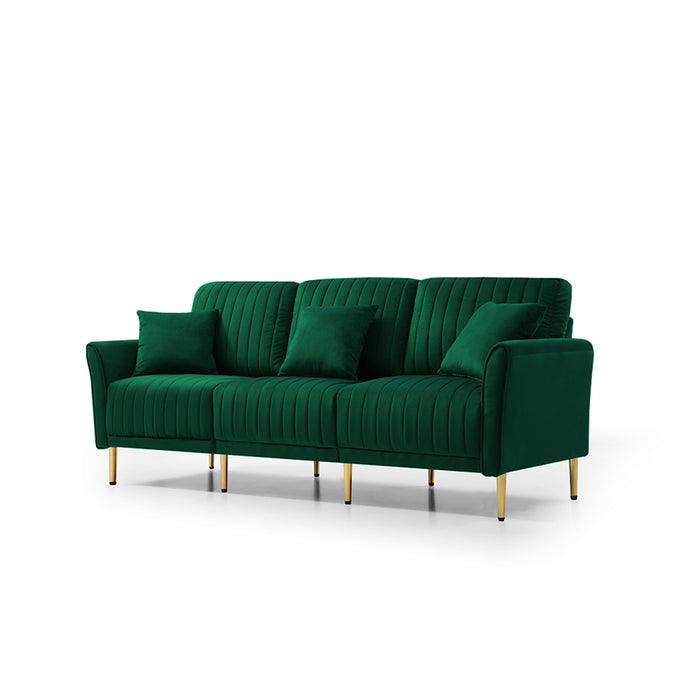 GFD Home - Sofa Sets for Living Room 3 Piece Mid Century Modern Sectional Couch Set, 2 Upholstered Loveseat Sofas and one 3-Seat Sofa (3, Green Velvet) - GreatFurnitureDeal