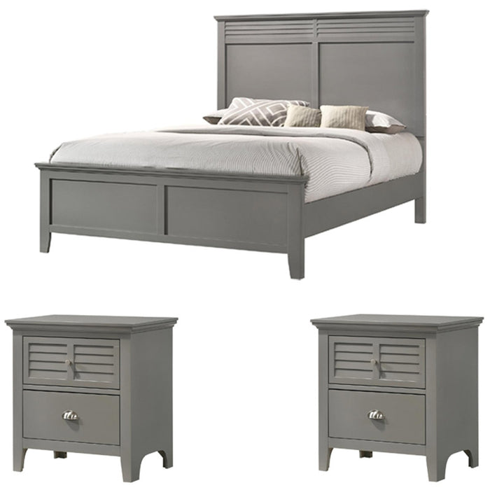 Myco Furniture - Bessey 3 Piece Queen Bedroom Set in Gray - BE730-Q-3SET