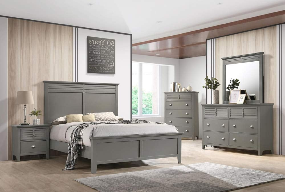 Myco Furniture - Bessey 5 Piece Eastern King Bedroom Set in Gray - BE730-K-5SET - GreatFurnitureDeal