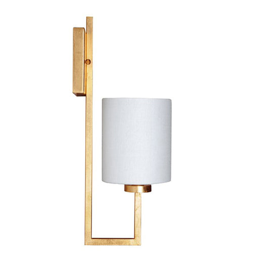 Worlds Away - Gold Leaf Sconce With White Linen Shade - BECKHAM G - GreatFurnitureDeal