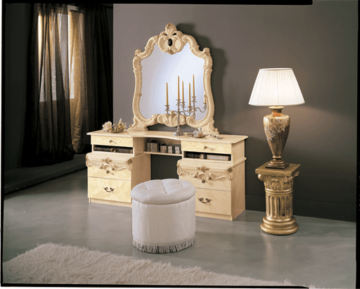ESF Furniture - Barocco Vanity Dresser with Mirror in Ivory - BAROCCOVANIRYIVORY-M - GreatFurnitureDeal
