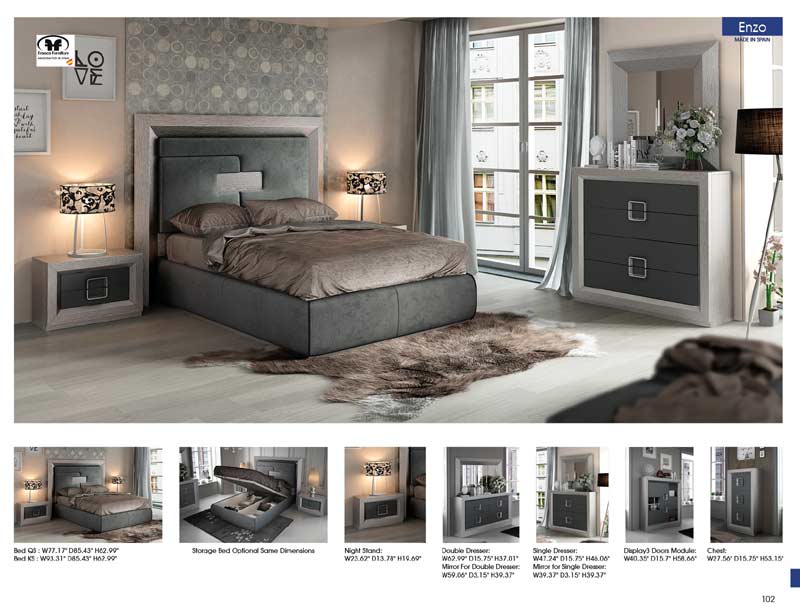 ESF Furniture - Enzo Queen Bed with Storage Kit in Grey - ENZOSTORAGEKITQS - GreatFurnitureDeal