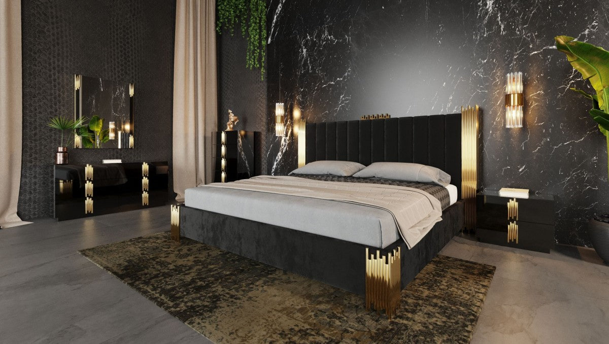 VIG Furniture - Modrest Token Modern Black & Gold Bed - VGVCBD815-BED - GreatFurnitureDeal