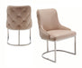 GFD Home - Modrest Daria Modern Beige Velvet and Stainless Steel Dining Chair Set of 2 - GreatFurnitureDeal