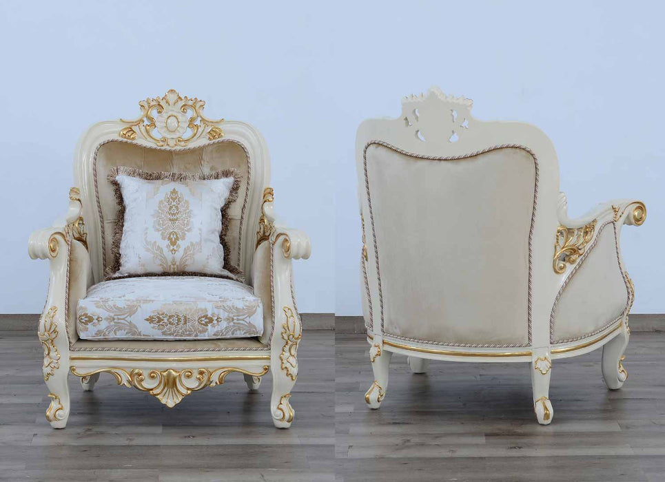 European Furniture - Bellagio Chair in Antique Bronze Beige-Gold - 30016-C