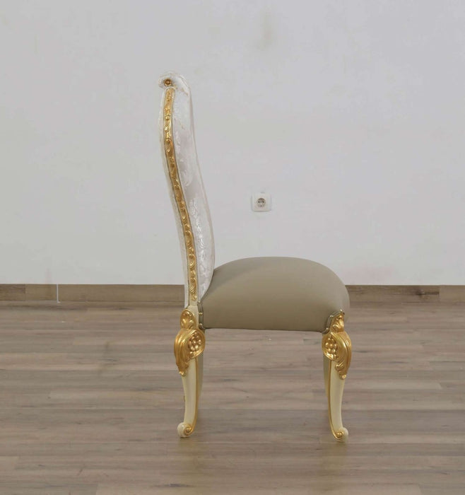 European Furniture - Bellagio Side Chair Set of 2 in Beige & Gold Leaf - 40059-SC - GreatFurnitureDeal