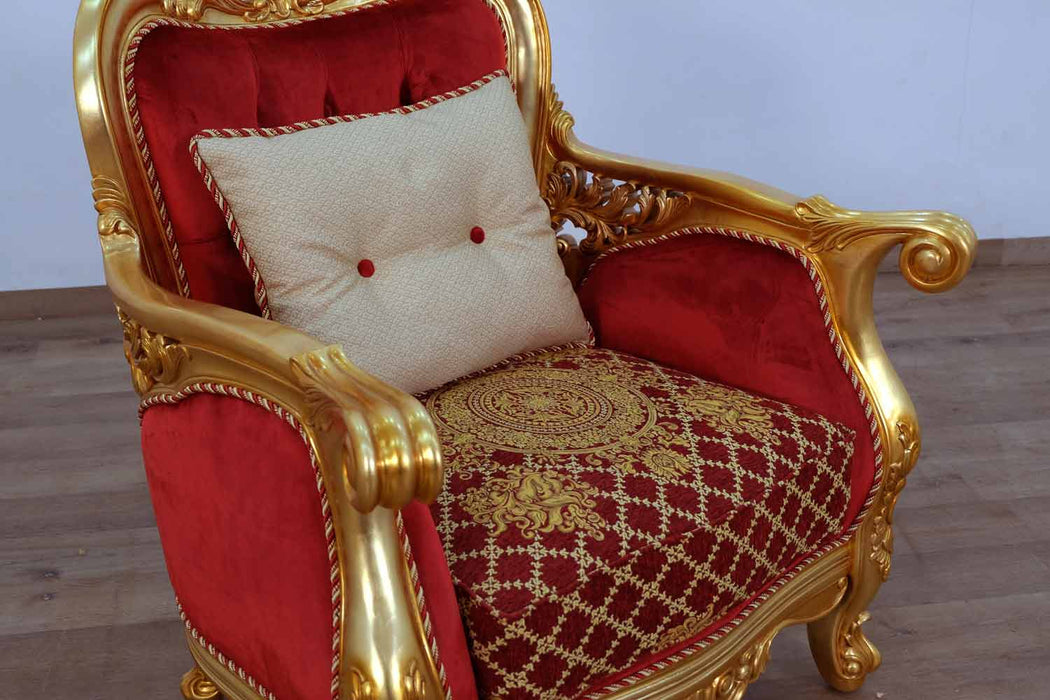 European Furniture - Bellagio II 3 Piece Living Room Set in Red-Gold - 30013-3SET