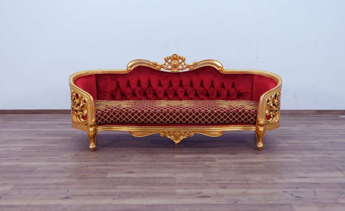 European Furniture - Bellagio II Sofa in Red-Gold - 30013-S