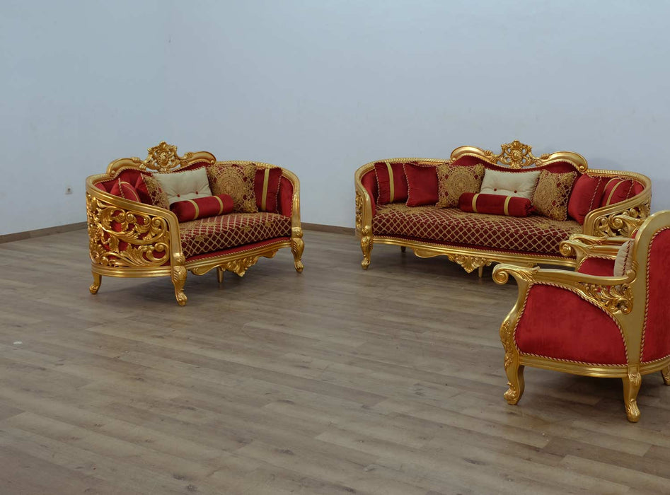 European Furniture - Bellagio II 2 Piece Living Room Set in Red-Gold - 30013-2SET - GreatFurnitureDeal