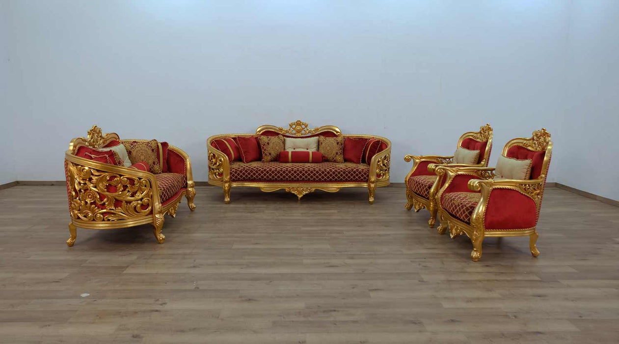 European Furniture - Bellagio II 3 Piece Living Room Set in Red-Gold - 30013-3SET
