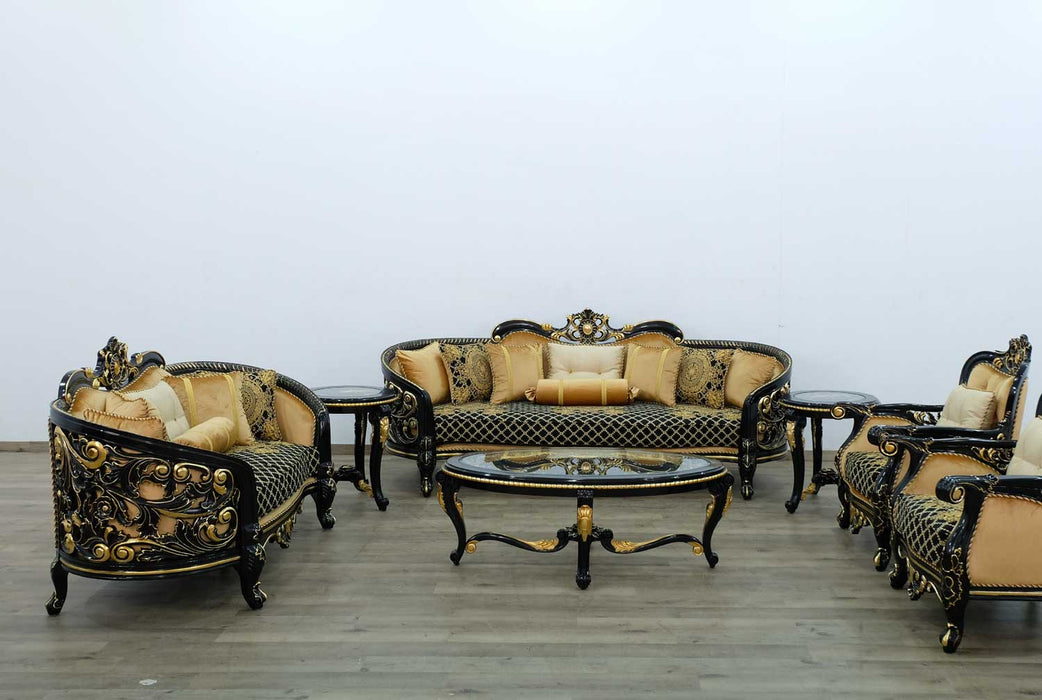 European Furniture - Bellagio III Chair in Black-Gold - 30019-C