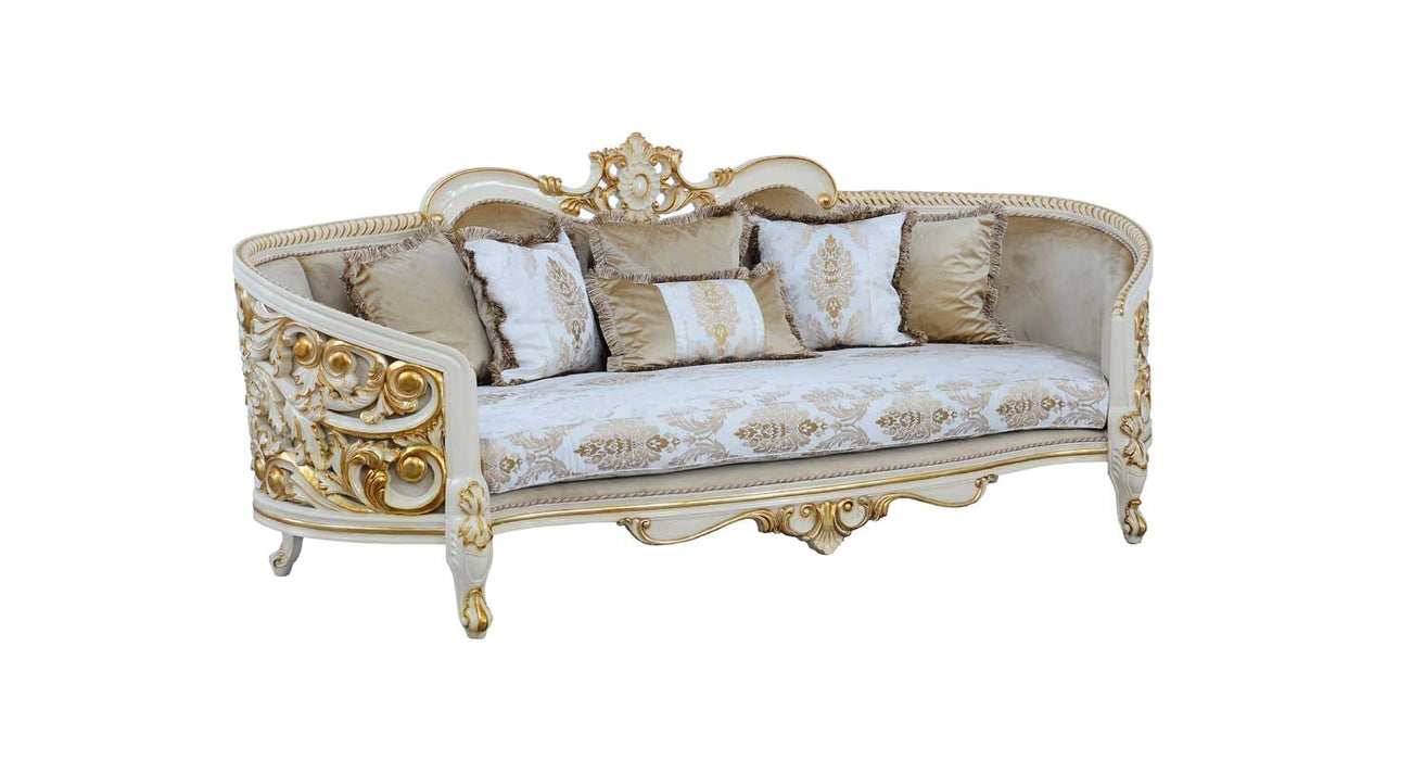 European Furniture - Bellagio 3 Piece Living Room Set in Antique Bronze Beige-Gold - 30016-3SET
