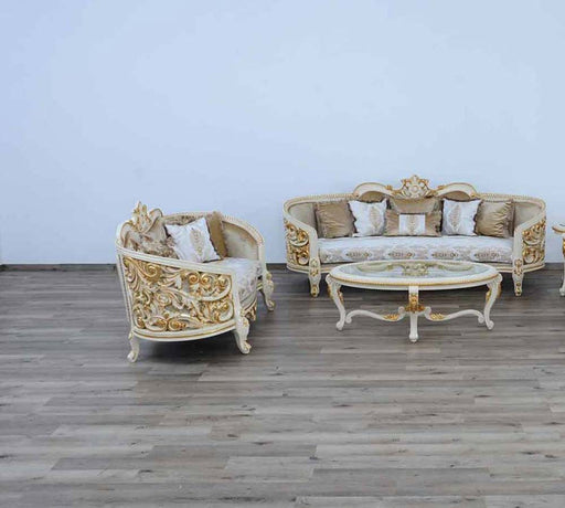 European Furniture - Bellagio 2 Piece Living Room Set in Antique Bronze Beige-Gold - 30016-2SET - GreatFurnitureDeal