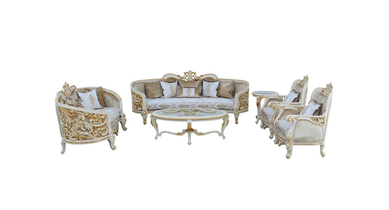 European Furniture - Bellagio 3 Piece Living Room Set in Antique Bronze Beige-Gold - 30016-3SET