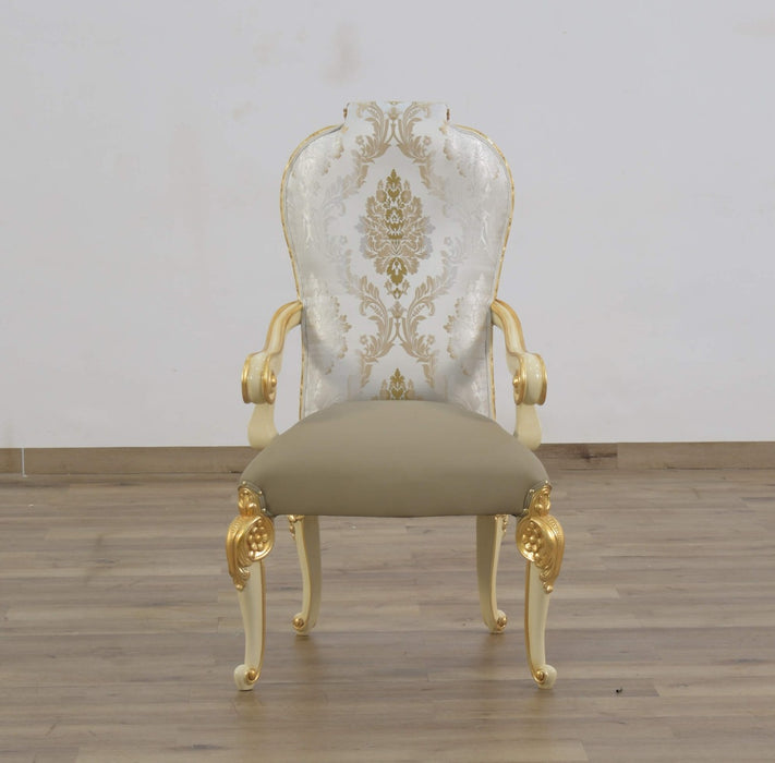 European Furniture - Bellagio 7 Piece Dining Room Set in Beige & Gold Leaf - 40059-7SET