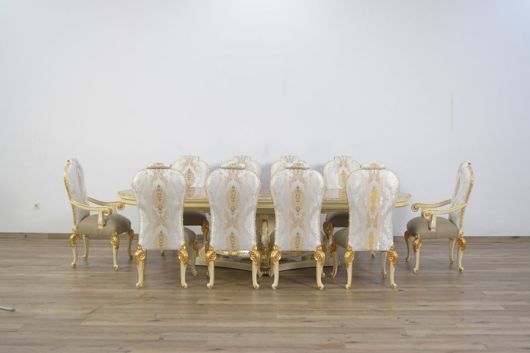European Furniture - Bellagio 5 Piece Dining Room Set in Beige & Gold Leaf - 40059-5SET