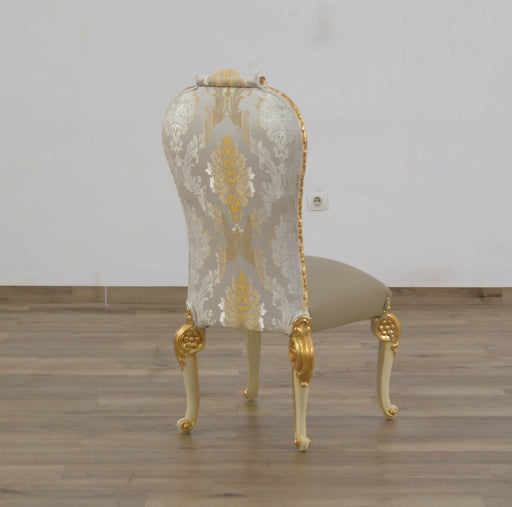 European Furniture - Bellagio Side Chair Set of 2 in Beige & Gold Leaf - 40059-SC - GreatFurnitureDeal