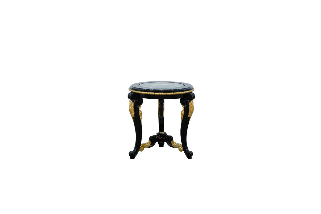 European Furniture - Bellagio III End Table in Black-Gold - 30019-ET