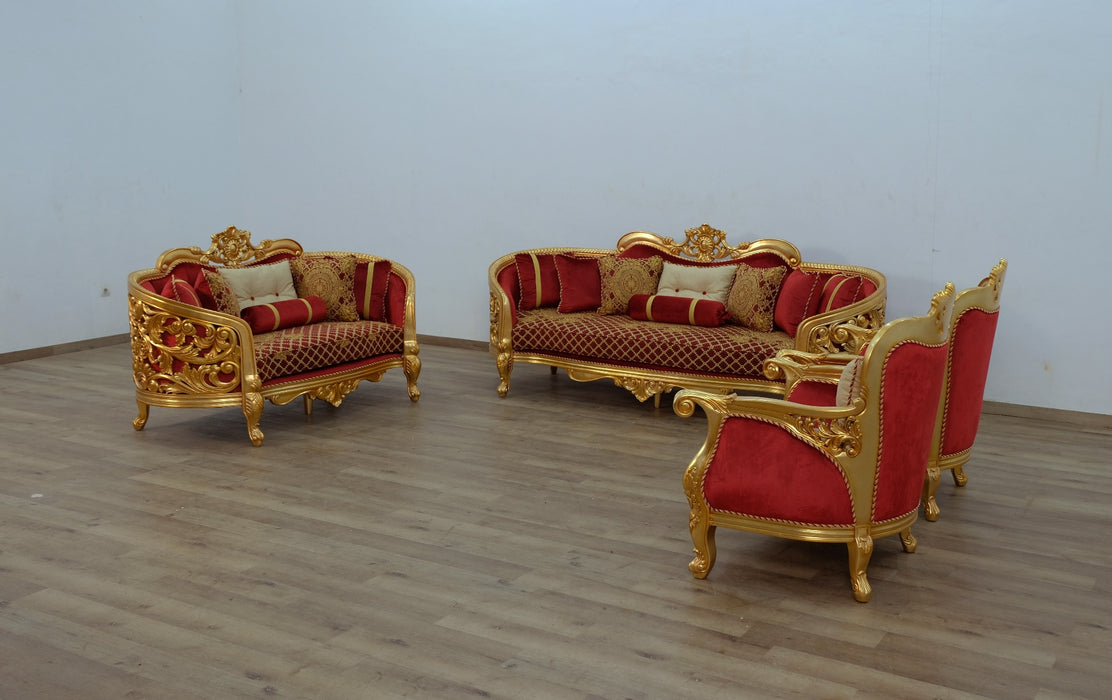 European Furniture - Bellagio II 4 Piece Living Room Set in Red-Gold - 30013-4SET - GreatFurnitureDeal