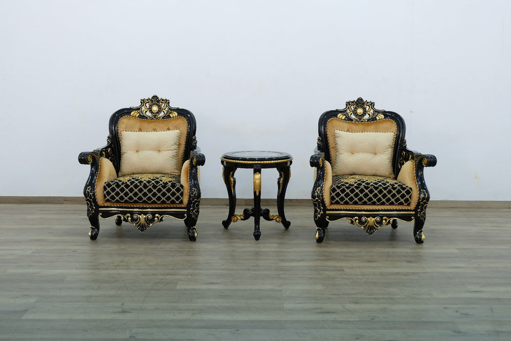 European Furniture - Bellagio III End Table in Black-Gold - 30019-ET