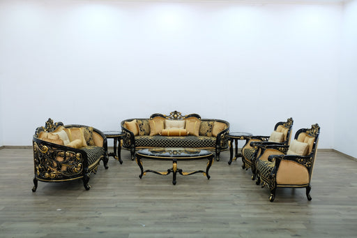 European Furniture - Bellagio III 4 Piece Living Room Set in Black-Gold - 30019-4SET - GreatFurnitureDeal
