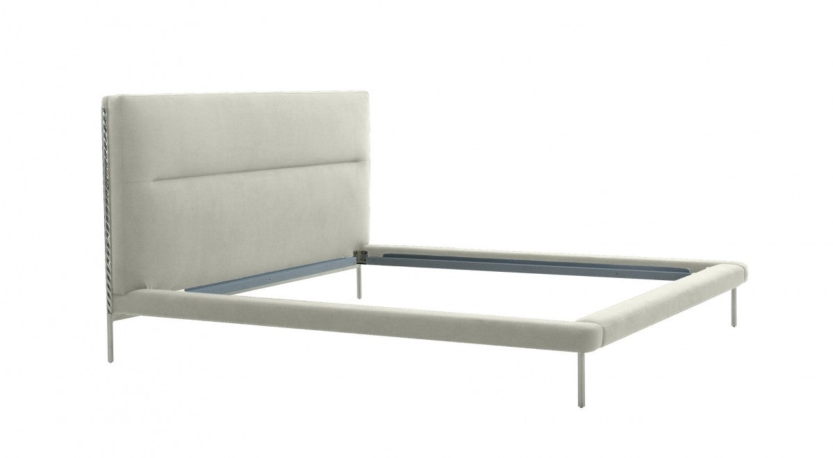 VIG Furniture - Modrest Bergeron - Contemporary Cream Woven Fabric Bed - VGODZW-20107-WHT-BED