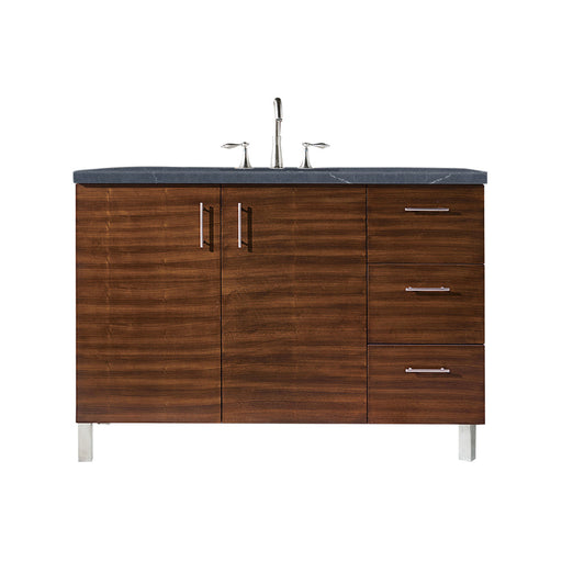 James Martin Furniture - Metropolitan 48" Single Vanity, American Walnut, w- 3 CM Charcoal Soapstone Quartz Top - 850-V48-AWT-3CSP - GreatFurnitureDeal