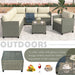 GFD Home - U_STYLE Patio Furniture Set, 5 Piece Outdoor Conversation Set，with Coffee Table, Cushions and Single Chair - GreatFurnitureDeal