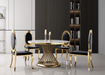 GFD Home - Luxurious Design Marble Round Dining Table with Gold Mirrored Finish Stainless Steel Base - GreatFurnitureDeal