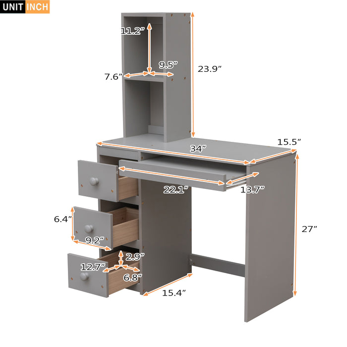 GFD Home - Twin Size Loft Bed with a Stand-alone Bed, Storage Staircase, Desk, Shelves and Drawers, Gray - GreatFurnitureDeal