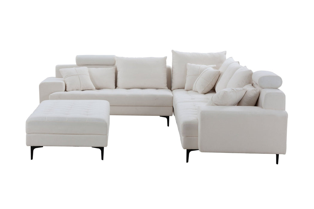 GFD Home - Sectional Sofa Couch,144'' Wide Reversible L-Shaped Sofa Couch Set  with Ottoman for Living Room Apartment Home Hotel - GreatFurnitureDeal
