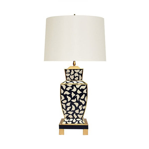 Worlds Away - Hand Painted Urn Shape Tole Table Lamp In Black Leopard - BIANCA BLP - GreatFurnitureDeal