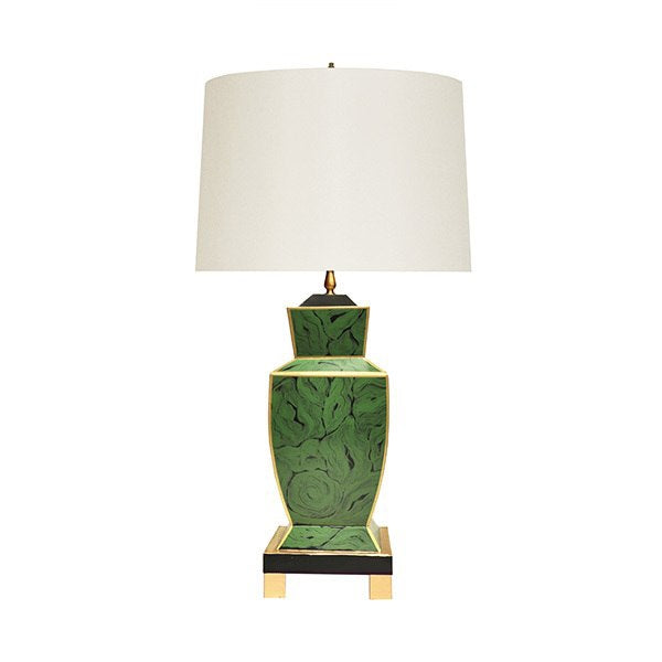 Worlds Away - Hand Painted Urn Shape Tole Table Lamp In Malachite - BIANCA MAL