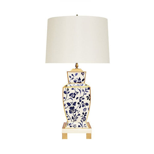 Worlds Away - Hand Painted Urn Shape Tole Table Lamp In Navy Vine - BIANCA VINE - GreatFurnitureDeal